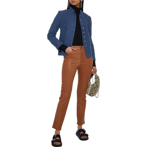 Nili Lotan French Army Appliquéd Cotton Linen Blend Twill Jacket Size XS - Picture 3 of 8